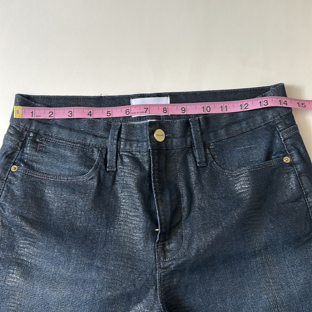 Frame Le High Straight Indigo Lizard Coated Jeans - Picture 11 of 14